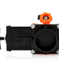 Rhino Blaster Pro Holding Tank Rinser With Gate Valve For RV Sewer Cleanup, high pressure item, side view showing valve and handle