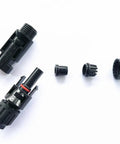 100 Piece Solar Panel Connector Kit IP67 Waterproof Male And Female Connectors, shown disassembled with tin plated copper contacts