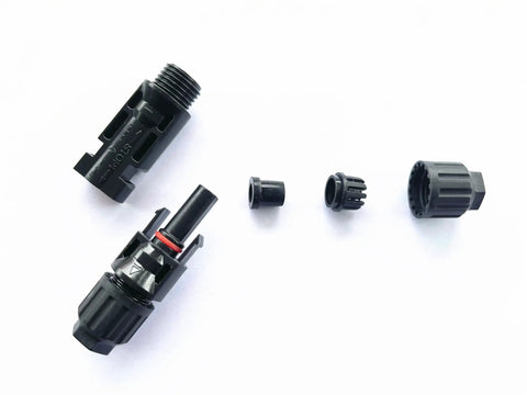 100 Piece Solar Panel Connector Kit IP67 Waterproof Male And Female Connectors, shown disassembled with tin plated copper contacts