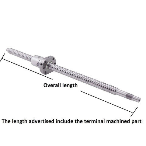 Pro Grade CNC Ball Screw Kit SFU2010 2000mm Long 20mm Diameter With Ball Nut, Ball Nut Housing, End Supports BK BF15 And Coupler For Ultra Smooth, Low Noise High Precision Machining length diagram