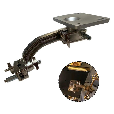 Electronic Drum Module Mounting Plate With Universal Clamp for Drum Sets and Cymbal Stands, metal build, close-up view