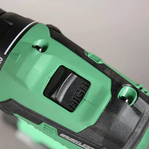Close-up of the speed switch on Beast Cordless Drill 18V One Half Inch Subcompact Brushless Driver With Two 1.5Ah Lithium Ion Batteries