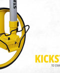 Close-up of Heavy Duty Gear Driven Measuring Wheel With Tough Plastic Housing And Five Digit Counter Built Like A Tank showing built-in kickstand.