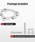 Heavy Duty 2.25 In Triangle Exhaust Split Flange Repair Kit Built From Beefy Carbon Steel with split flange and hex socket bolts.