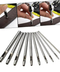 Circle Hole Punch Set For Leather, Fabric, Plastic And Rubber with individual metal hole punch tools displayed