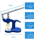 All in One Watch Repair Press Tool Set with blue case press and features list
