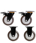 Heavy Duty 5 Inch Stem Casters Four Pack Premium Flat Rubber Wheels featuring brake locks for smooth rolling on furniture