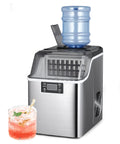 Straight Up Beast Countertop Pellet Ice Maker Cranking Sixty Six Pounds Daily With Smart Touchscreen Interface beside a glass of cocktail.