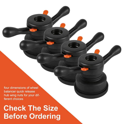 Four Quick Release Wheel Balancer Adapter Cones with Wing Nuts, suited for 36Mm, 38Mm, 40Mm tires, 3Mm thread pitch.
