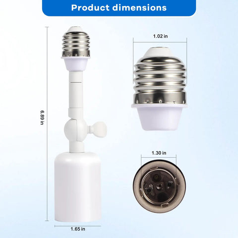 Ceramic Heat Resistant E26 E27 Light Socket Extender With 4.5 Inch Extension Tough Build dimensions showing size and connections.