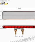 Partsam pair of 9.25-inch red/amber LED double-face light bars with chrome plastic housing and dual stud mounts.