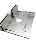 Heavy Duty Aluminum Router Table Insert Plate With T Slot Mounting Holes For Seesaw Woodworking Machines showing polished surface and mounting options.