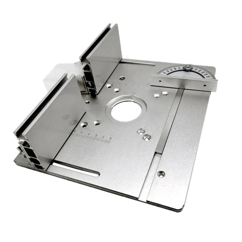Heavy Duty Aluminum Router Table Insert Plate With T Slot Mounting Holes For Seesaw Woodworking Machines showing polished surface and mounting options.