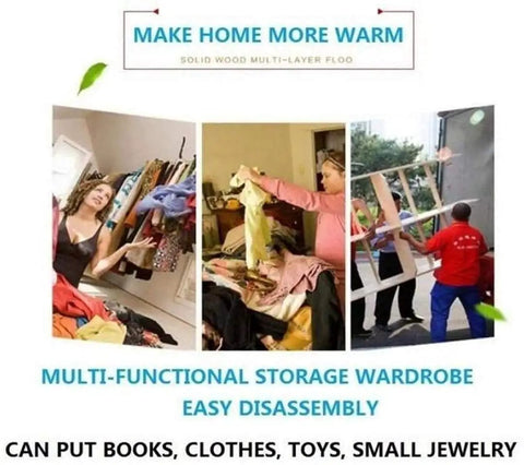 Heavy Duty Portable Hanging Closet Wardrobe With Rock Solid Steel Pipe Frame Designed For No Sweat Assembly And Roomy Clothing Storage For Tiny Rooms Or College Dorms showing user handling clothes.