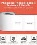Heavy Duty Thermal Sticker Label Paper For M120 M110 M220 M250 M150 Label Makers with dimensions 50mm x 30mm and 230 labels per roll.