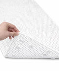 Straight Up Reliable Non Slip Bathtub Mat With Rock Solid Suction Cups Extra Large Bath Rug held to show suction base.