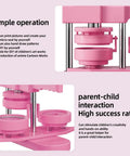 Close-up of pink badge press from 58mm DIY Button Maker Kit With 100 Button Parts And Circle Cutter Pink 2.25 Inch Badge Press Machine Easy Install Includes 110 Designs And 100 Pics For Quick Custom Pins.