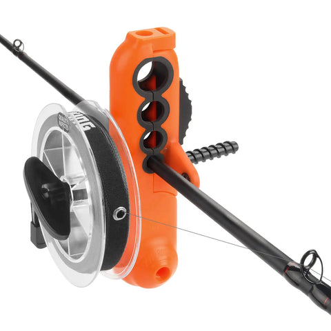 Radius Must Have Fishing Line Spooler With Patent Pending Design For Spinning And Casting Reels Twist Free Line Spooling On The Go Portable Compact Spool Holder One Quarter Pound Capacity Soft Touch Clamps Protect Rod Blanks Adjustable Tension Bands on fishing rod