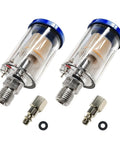 Two Pro Grade Water And Oil Separator Filter For Air Tools And Air Compressors Mini In Line Filtration One Quarter Inch NPT with fittings