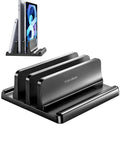Vertical Laptop Stand For Desk With Dual Slots Space Saving 4 In 1 Design Adjustable Width Laptop Organizer for MacBook