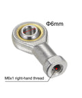 Six Millimeter Female Rod End Bearing With M6x1 Right Hand Thread Self Lubricating Joint Includes Jam Nut For Flexible Mechanical Linkages 13 Degree Angular Misalignment Steel Body Durable Bearing Ball, 6mm