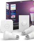 Dope Smart Button Starter Kit With Bridge For White And Color Ambiance 60W Equivalent A19 Bulbs, 16 Million Colors in package