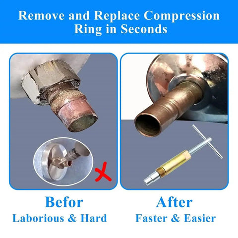 Sleeve Puller For One Half Inch Compression Fittings, Quick Nut And Ferrule Removal Tool For Corroded Or Frozen Supply Stops, Makes Removing Old Rings Easy, Time Saving Plumbing Repair Gear For DIY And Pros on copper pipe