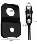 Kick Some Tail Heavy Duty Winch Snatch Block Doubles Your Rig Pulling Strength For Atv And Utv Off Road Recovery Fits 1/4 To 5/8 Cable showing dimensions and design.