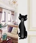 Heavy Duty 8.5 Inch Steel Door Handle Set for Gate Fence Barn Doors Closets and Garages Black Coated Pull Handle cat design