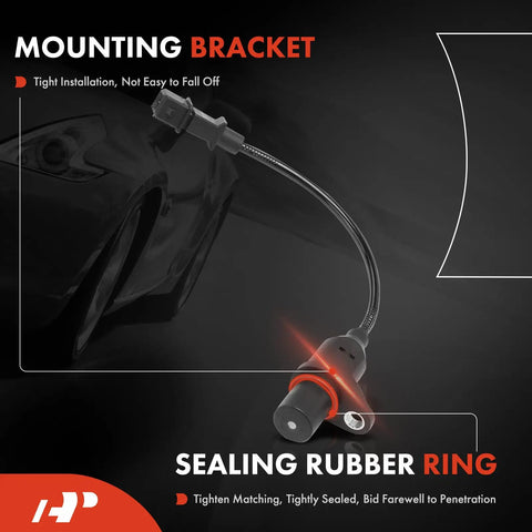 Engine Crankshaft Position Sensor Direct Fit For Hyundai Accent 2006 To 2011 1.6L L4 And Kia Rio Rio5 2006 To 2010 1.6L Replacement Premium OE Grade 2 Pin Blade Connector Plug N Play Setup mounted sensor with wiring and sealing ring