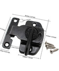 Eight Piece Table Leaf Locks Black Zinc Alloy Extension Connectors showing detailed measurements and screws for assembly.