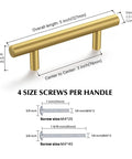 Brass Gold Cabinet Pulls 30 Pack For Kitchen Bath Bedroom, 3 Inch Hole Center Drawer Handles, Modern Bar Style Dresser Pulls, Brushed Finish