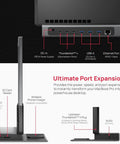 Dead Simple Vertical Thunderbolt 4 MacBook Docking Station Driving Two 4K Displays At 60Hz With Twelve Rock Solid Ports And Hella Fast 96 Watt Charging Plus Magsafe showing ports and connectors