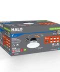 Super Slick 4 Inch Led Recessed Can Light Trim With 5 Selectable Color Temps And Dimmable Control Makes Wet Rated Retrofits A Total Breeze Bringing Crisp 700 Lumens Across This Six Piece Pack For Effortless Home Glow Ups box showcasing product features and specifications.