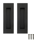 Recessed Finger Flush Pulls For Cabinets And Doors - 4.72 Inch Black Stainless Steel Brushed Rectangular Door Pull Hardware, 2 Pack, with screws