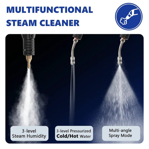 No Sweat High Pressure Steam Cleaner 1700W With Ready In Just 20 Seconds For Kitchen Countertops and Bathroom Tiles showcasing multifunctional steam nozzle options.