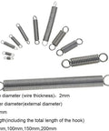 Rugged Built To Last Dual Hook Compressed Tension Spring 304 Stainless Steel Wire Diameter 2mm assorted lengths kit