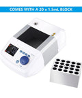 Digital Dry Bath Incubator With Led Display And Aluminum Heating Block For Lab Use Precise Temp Control Up To 150 Degrees, includes 20 x 1.5mL block.