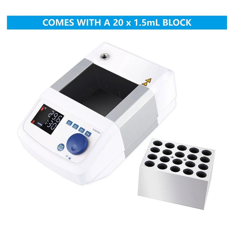 Digital Dry Bath Incubator With Led Display And Aluminum Heating Block For Lab Use Precise Temp Control Up To 150 Degrees, includes 20 x 1.5mL block.