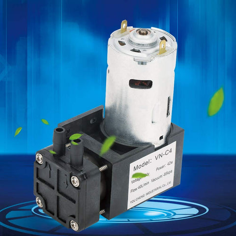 Mini Oil Free Vacuum Pump 24V DC -85 KPa Vacuum 40 Lpm Flow Oilless Design In Silver And Black For Industrial Use