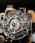 Nylon oversize joystick actuator for Sanwa JLF and Hori Hayabusa; clear plastic circular housing.