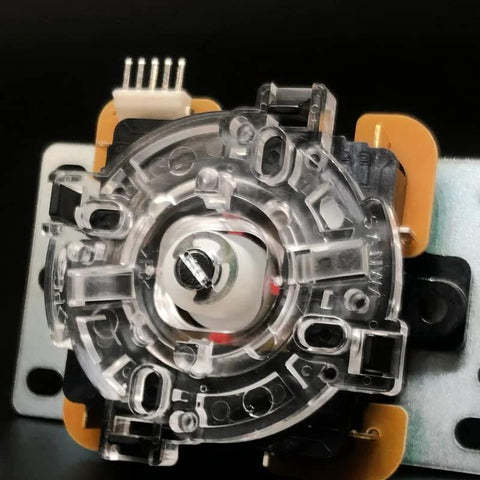 Nylon oversize joystick actuator for Sanwa JLF and Hori Hayabusa; clear plastic circular housing.