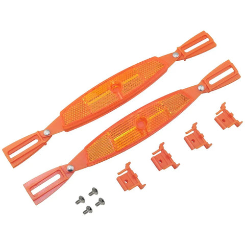 Orange Mountain Bike Reflector Set With Spoke Light And Tail Light Includes Screws Weatherproof Reflective Plastic Safety Gear