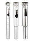 Pro Grade Diamond Hole Saw Set For Tile And Stone Hassle Free Drilling With Cuts Like Butter Edges And Darn Tough 50 To 60 Grit Build, 6mm, 8mm, and 10mm cutter sizes.