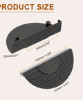 Product size diagram of Half Moon Cabinet Pulls Set Of 2 In Black Zinc Alloy Semicircle Drawer Handles With 2.52 Inch Center Hole.