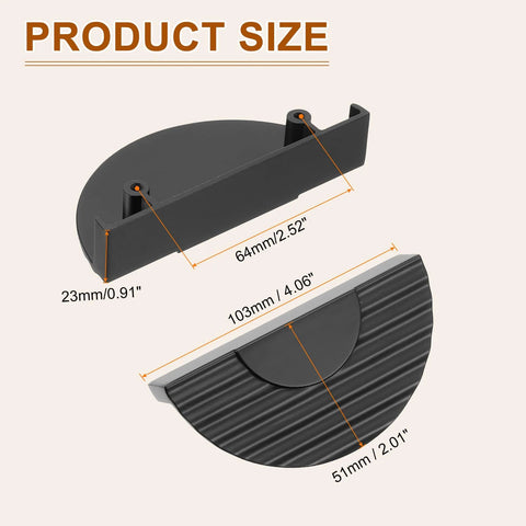 Product size diagram of Half Moon Cabinet Pulls Set Of 2 In Black Zinc Alloy Semicircle Drawer Handles With 2.52 Inch Center Hole.
