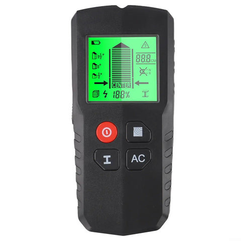 5-in-1 Wall Scanner for stud Finder Metal Wood AC Wire 5-in-1, handheld device with bright screen showing depth and detection modes.