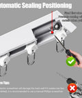 Invisible Ultra Thin Ceiling Curtain Track With Aluminum Rail And Hooks, Silent No Drill Single Curtain Rod For Living Room Bedroom Balcony And Hospital Use, 1.2m Black ceiling track with hooks and screw installation shown