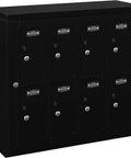 Heavy Duty Two Tier Eight Door Tablet Cell Phone Locker Featuring Rock Solid Keyed Compartments And Built In Hasps for secure storage.