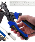 Pro Grade Belt Hole Punch Set With Ruler And Awl For Leather Craft Watch Straps And Bag Straps Fabric Eyelets Easy Belt Sizing